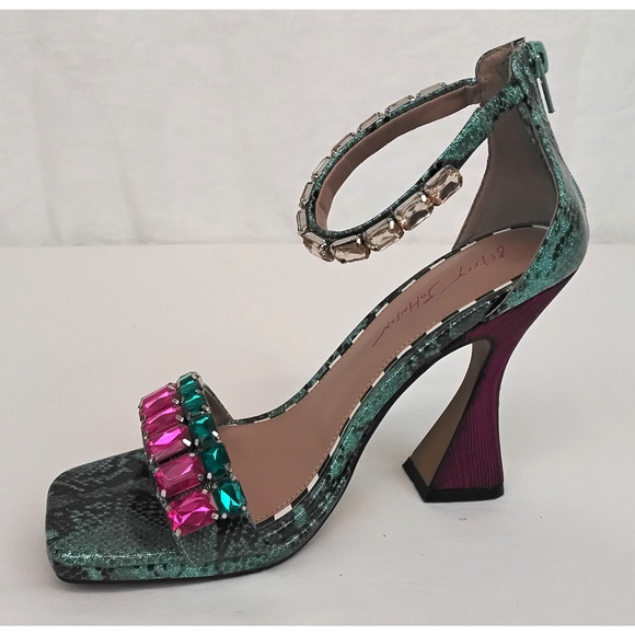 Betsey Johnson Emani Heels Women's Size 9.5 Teal & Purple w/ Rhinestones #W4154 - Picture 12 of 16